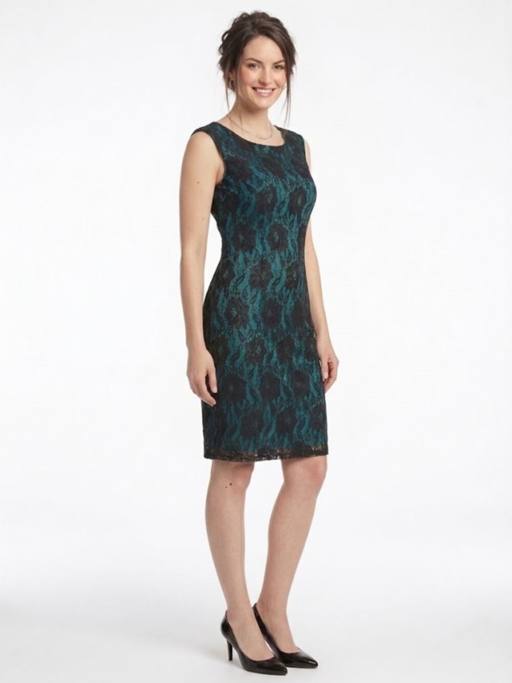 Teal with Black Lace Dress Suzy Sheer (s)